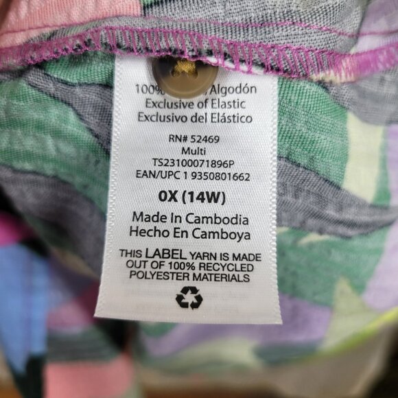 NEW Terra Sky Tropical Hawaiian Dress Plus 0X 14W Floral Shirred Top Stretch - Picture 9 of 9